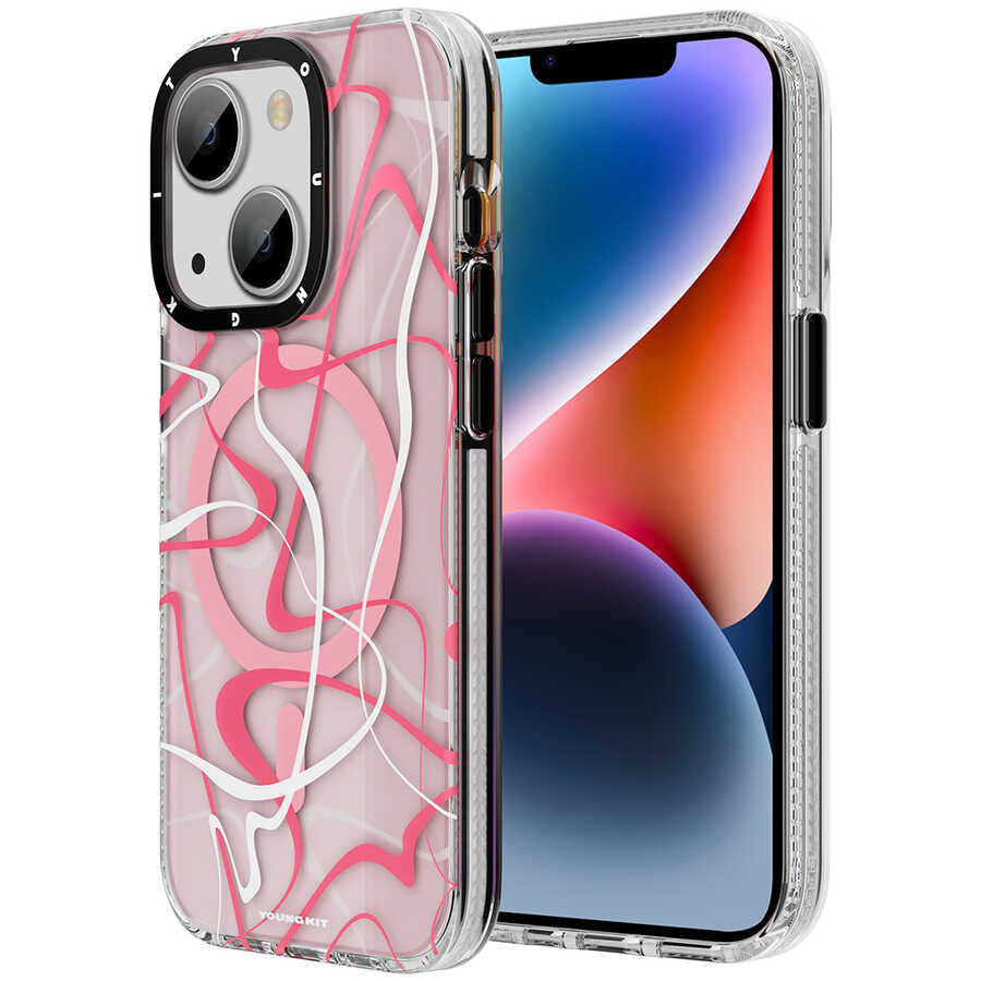 Apple iPhone 13 Kılıf M-safe Şarj Özellikli Youngkit Water-Ink Serisi Kapak - Görsel 3