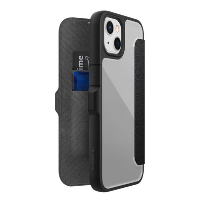Apple iPhone 13 Kılıf Vegan Deri Tasarımlı Şeffaf Arka Yüzey Kartlıklı Raptic Urban Folio Serisi Kapak - Görsel 2