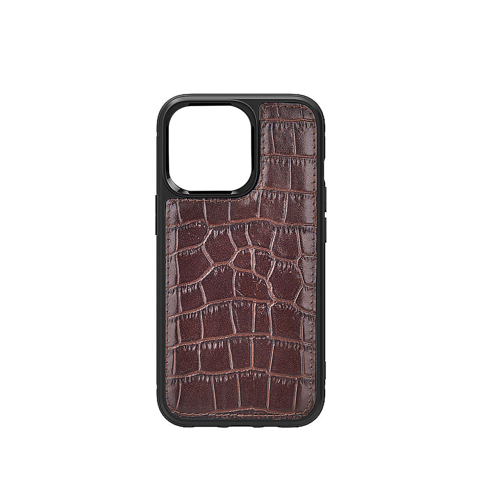 Apple iPhone 13 Kılıf Wiwu Croco Pattern Calfskin Orjinal Deri Kapak - Görsel 2