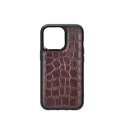 Apple iPhone 13 Kılıf Wiwu Croco Pattern Calfskin Orjinal Deri Kapak - Görsel 2