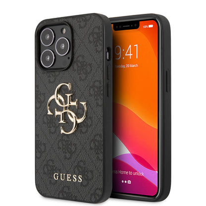 Apple iPhone 13 Pro Kılıf Guess Orjinal Lisanslı PU Deri 4G Desenli Metal Büyük 4G ve Yazı Logolu Kapak - Görsel 4