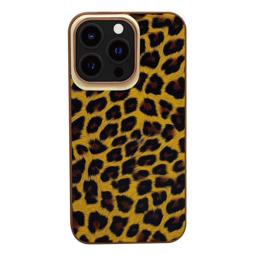Apple iPhone 13 Pro Kılıf Kajsa Glamorous Serisi Leopard Combo Kapak - Görsel 3