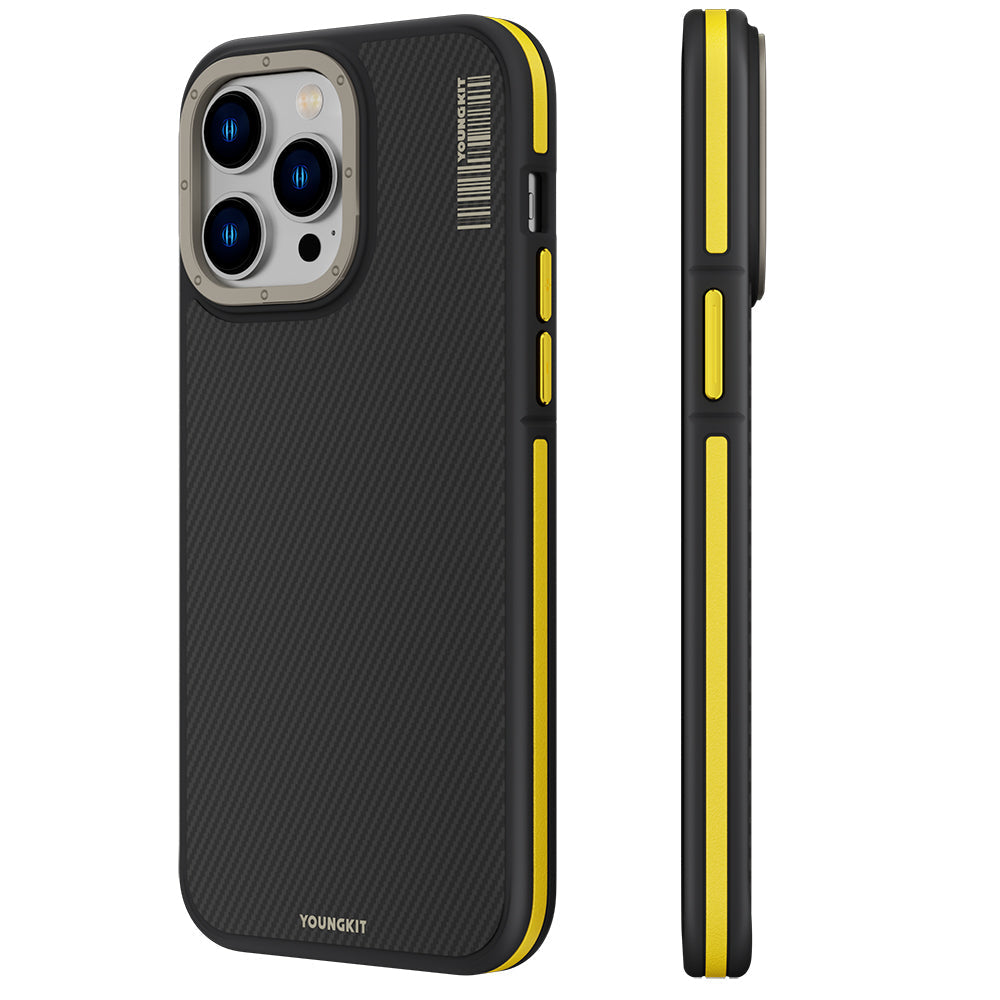 Apple iPhone 13 Pro Kılıf M-safe Şarj Özellikli YoungKit 600D Kevlar Kapak - Görsel 4