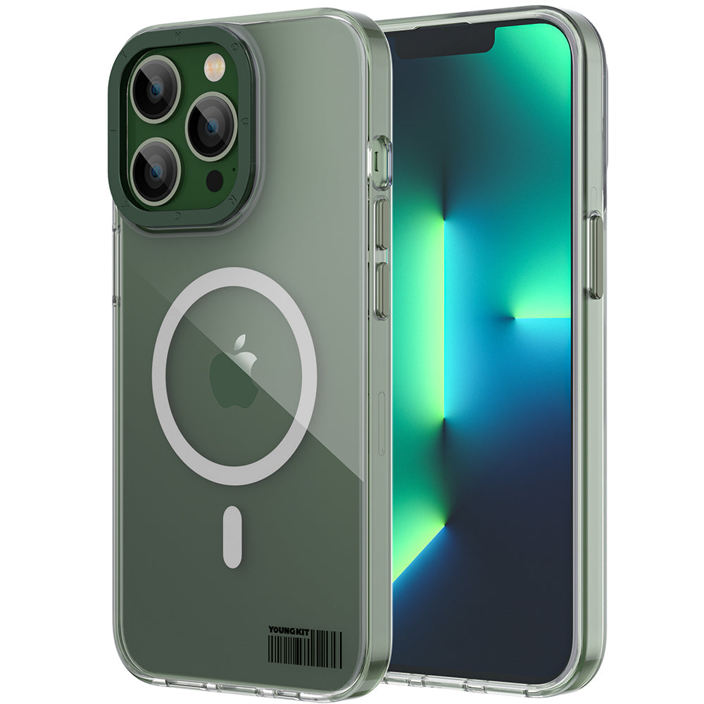 Apple iPhone 13 Pro Kılıf M-safe Şarj Özellikli Youngkit Coloured Glaze Serisi Kapak - Görsel 5