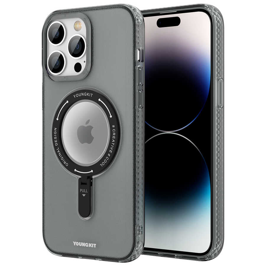 Apple iPhone 13 Pro Kılıf M-safe Şarj Özellikli Youngkit Rock Serisi Kapak - Görsel 2