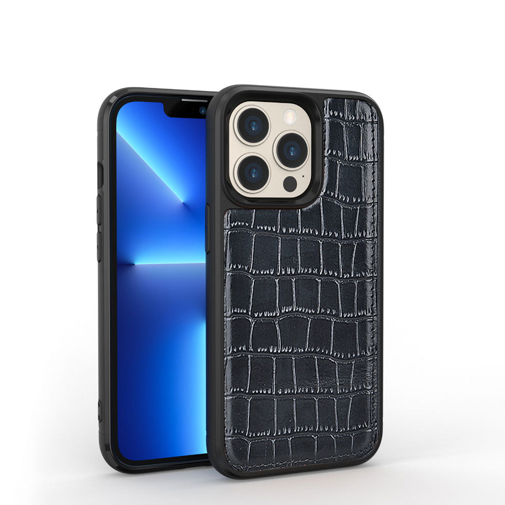 Apple iPhone 13 Pro Kılıf Wiwu Croco Pattern Calfskin Orjinal Deri Kapak - Görsel 4