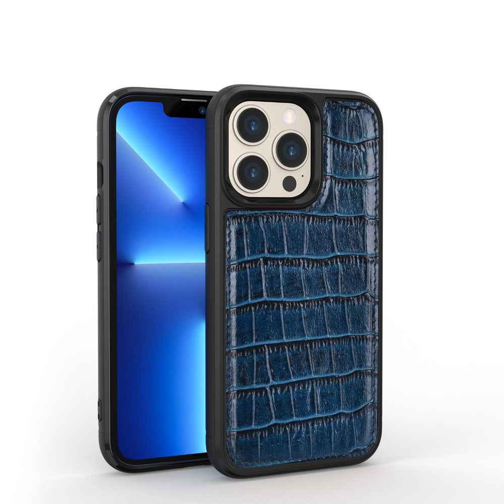 Apple iPhone 13 Pro Kılıf Wiwu Croco Pattern Calfskin Orjinal Deri Kapak - Görsel 5
