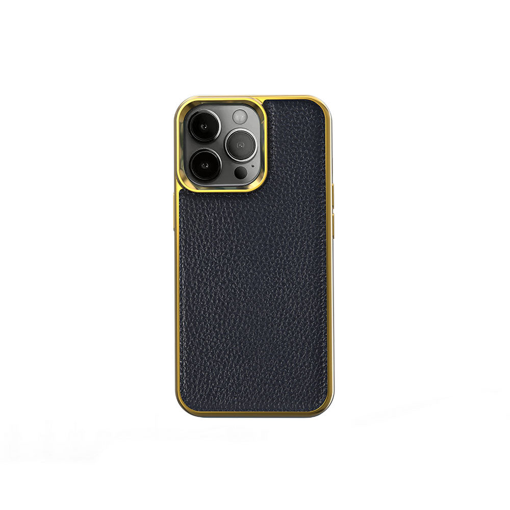 Apple iPhone 13 Pro Kılıf Wiwu Genuine Leather Gold Calfskin Orjinal Deri Kapak - Görsel 3
