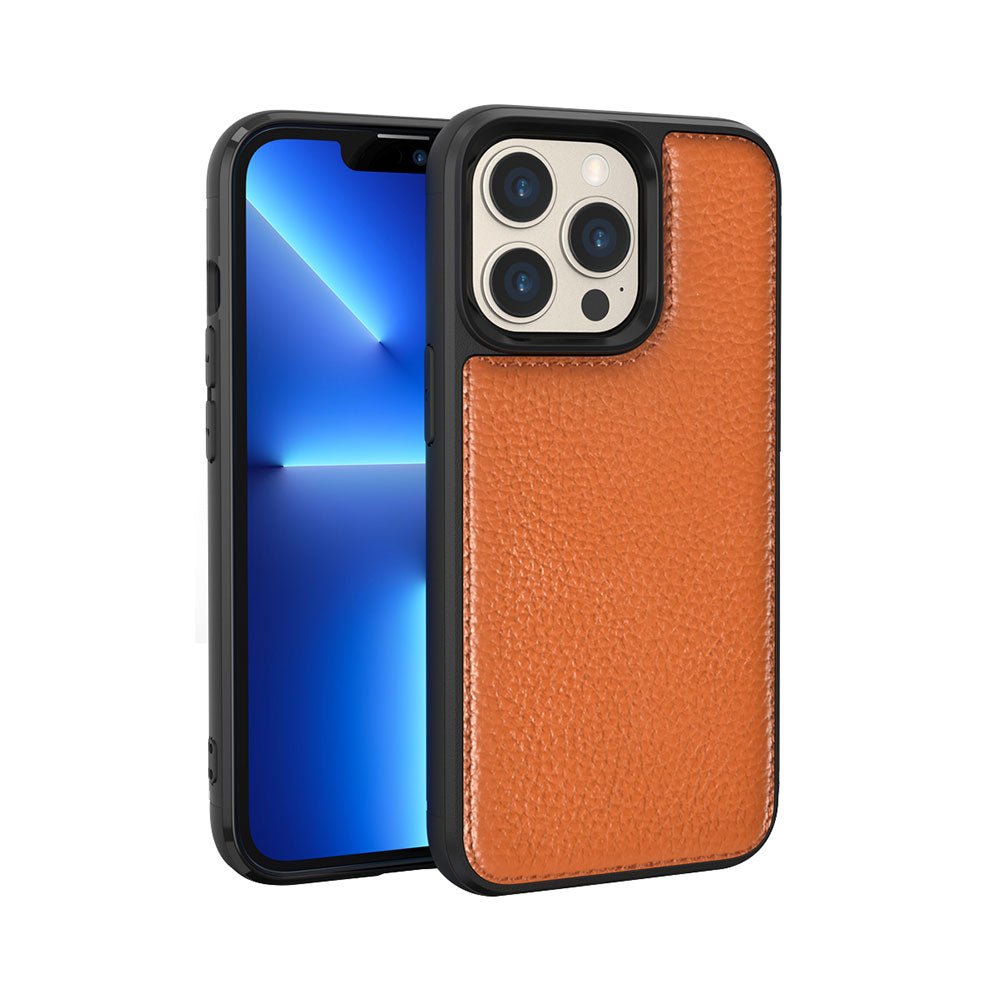 Apple iPhone 13 Pro Kılıf Wiwu Genuine Leather Plastic Calfskin Orjinal Deri Kapak - Görsel 3