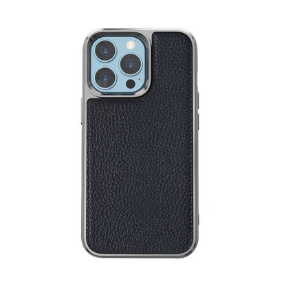 Apple iPhone 13 Pro Kılıf Wiwu Genuine Leather Silver Calfskin Orjinal Deri Kapak - Görsel 2
