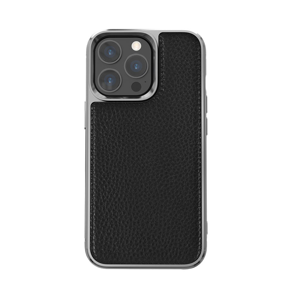 Apple iPhone 13 Pro Kılıf Wiwu Genuine Leather Silver Calfskin Orjinal Deri Kapak - Görsel 3