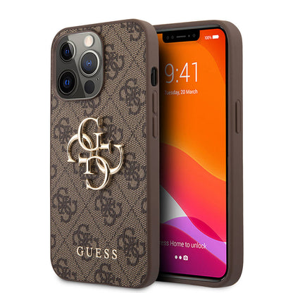 Apple iPhone 13 Pro Max Kılıf Guess Orjinal Lisanslı PU Deri 4G Desenli Metal Büyük 4G ve Yazı Logolu Kapak - Görsel 2
