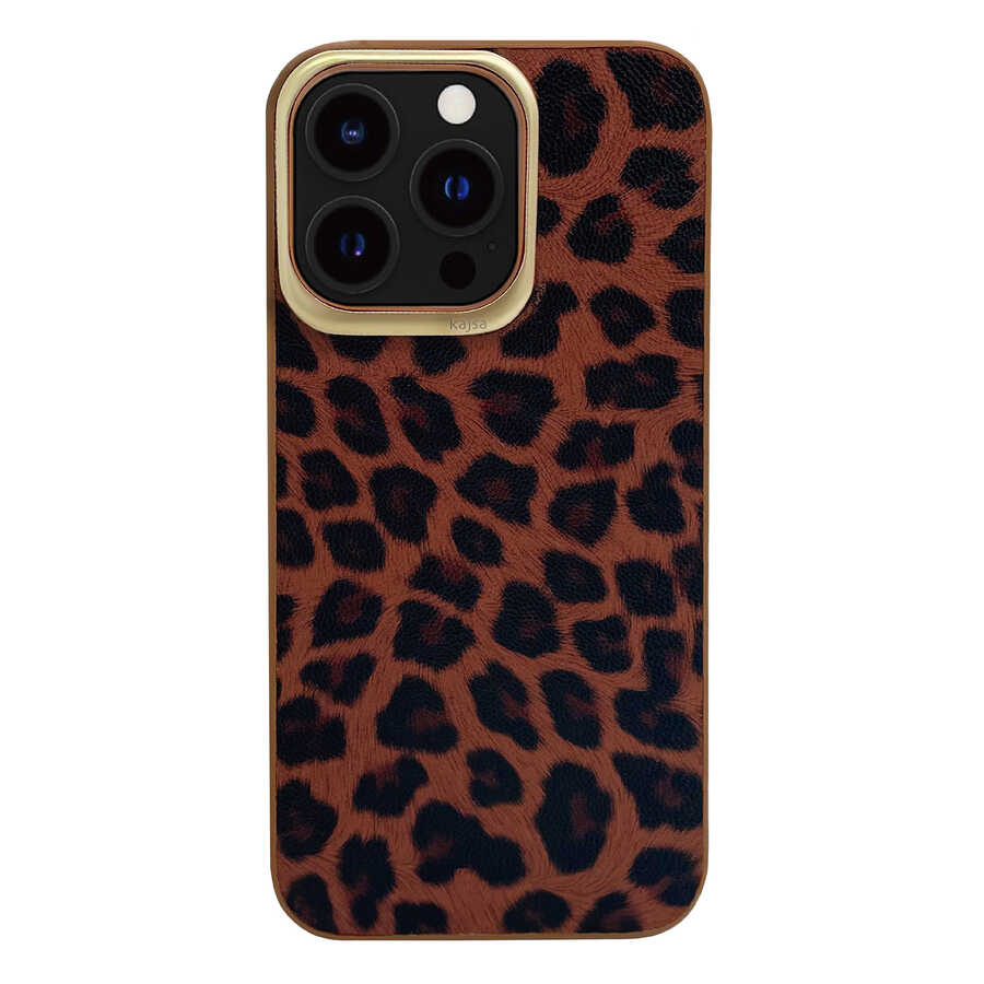 Apple iPhone 13 Pro Max Kılıf Kajsa Glamorous Serisi Leopard Combo Kapak - Görsel 2