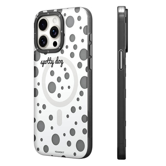 Apple iPhone 13 Pro Max Kılıf M-safe Şarj Özellikli Polka Dot Desenli Youngkit Spots Serisi Kapak