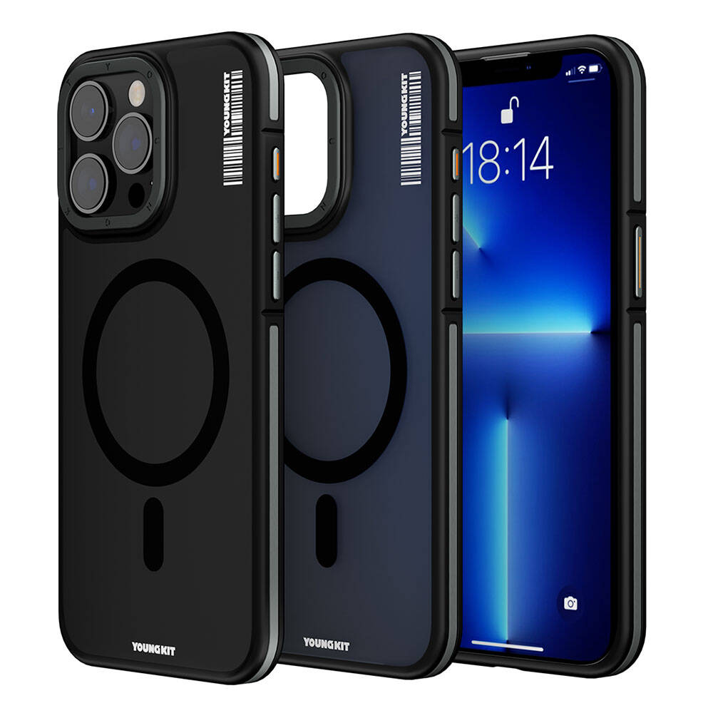 Apple iPhone 13 Pro Max Kılıf M-safe Şarj Özellikli Youngkit Rock Sand Serisi Kapak - Görsel 3