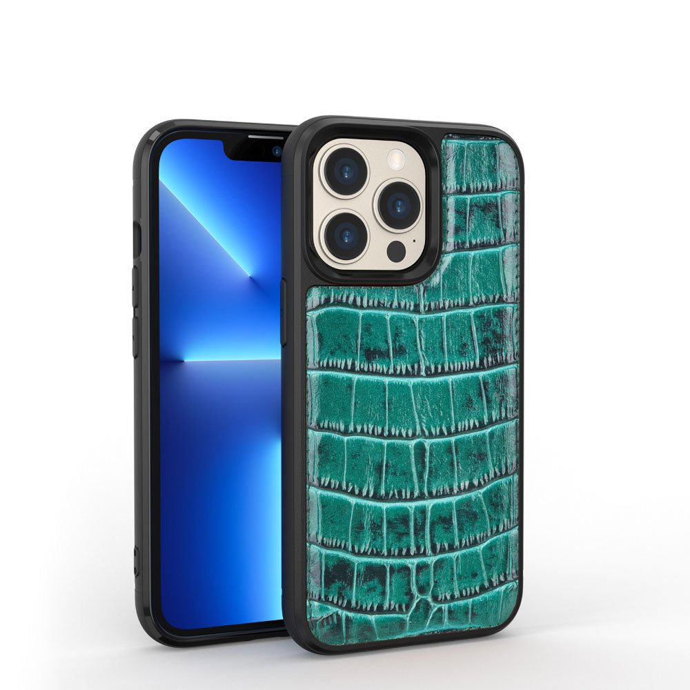 Apple iPhone 13 Pro Max Kılıf Wiwu Croco Pattern Calfskin Orjinal Deri Kapak - Görsel 2