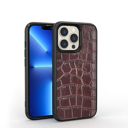 Apple iPhone 13 Pro Max Kılıf Wiwu Croco Pattern Calfskin Orjinal Deri Kapak - Görsel 3