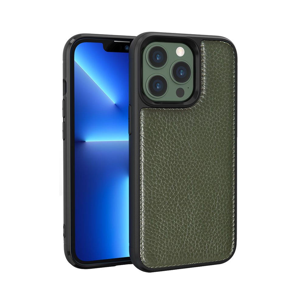 Apple iPhone 13 Pro Max Kılıf Wiwu Genuine Leather Plastic Calfskin Orjinal Deri Kapak - Görsel 5