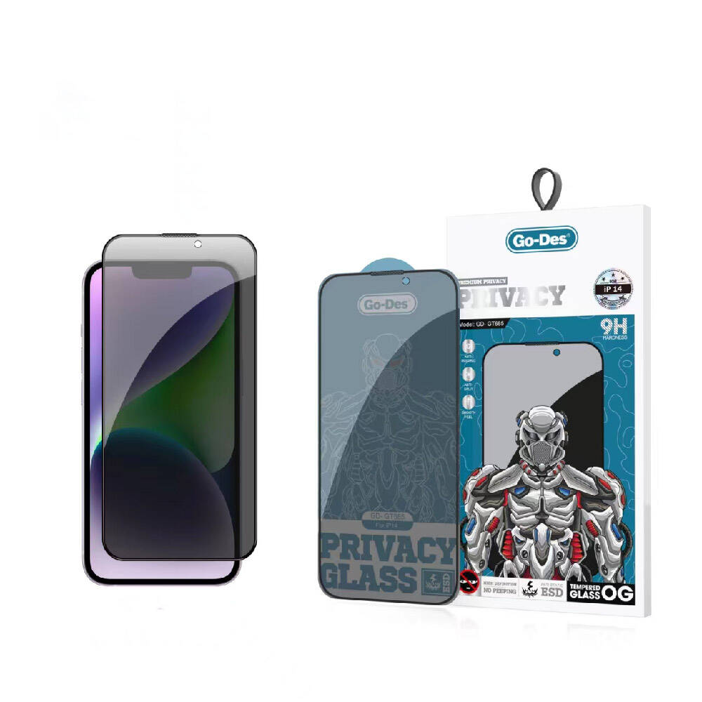 Apple iPhone 14 Go Des 9D Full Cover Privacy Temperli Cam Ekran Koruyucu - Görsel 2