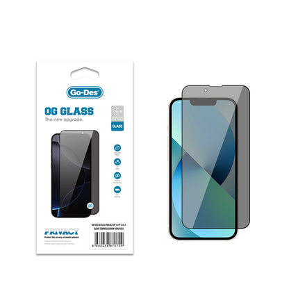 Apple iPhone 14 Go Des OG Glass Privacy Antistatik Temperli Cam Ekran Koruyucu - Görsel 2