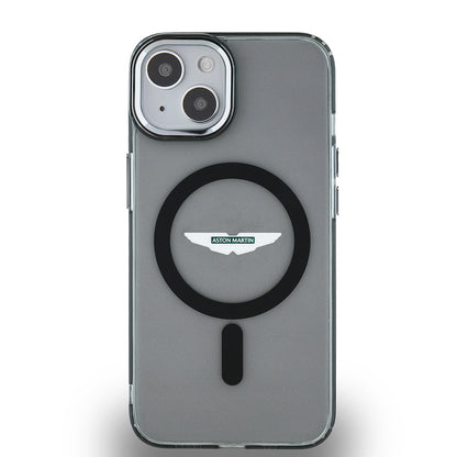 Apple iPhone 14 Kılıf Aston Martin Orjinal Lisanslı M-safe Şarj Özellikli IML Baskı Logolu Metal Düğmeli Kapak - Görsel 2