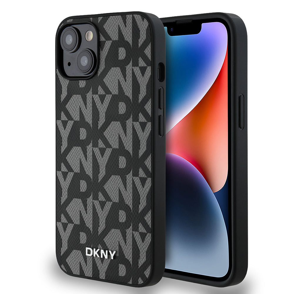 Apple iPhone 14 Kılıf DKNY Orjinal Lisanslı M-safe Şarj Özellikli 3D Yazılı Grid Pattern Kapak - Görsel 2