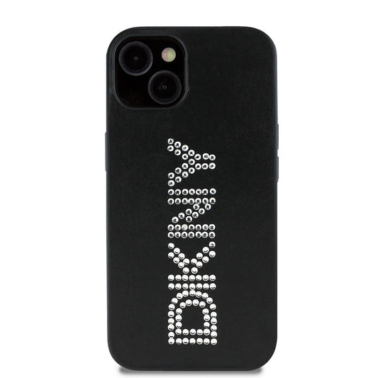 Apple iPhone 14 Kılıf DKNY Orjinal Lisanslı Taşlı DKNY Yazılı Metalik Rhinestones PU Deri Kapak