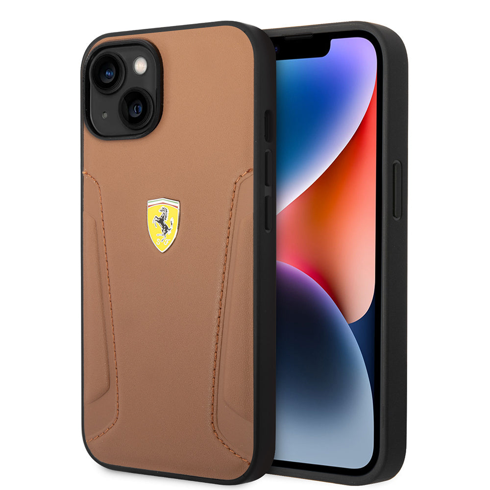 Apple iPhone 14 Kılıf Ferrari Orjinal Lisanslı Deri Kenarları Damgalı Dizayn Kapak - Görsel 2