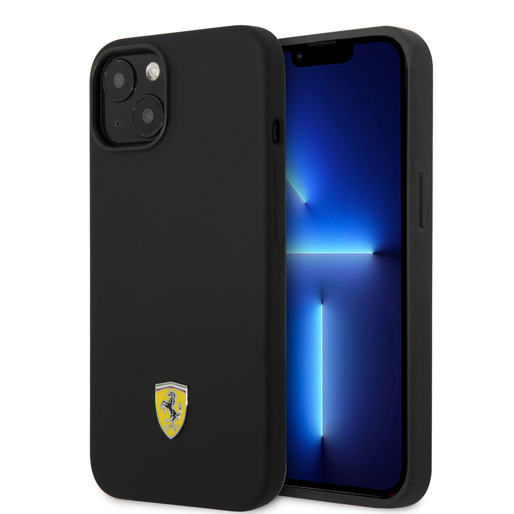 Apple iPhone 14 Kılıf Ferrari Orjinal Lisanslı Silikon Metal Logo Dizayn Kapak - Görsel 2