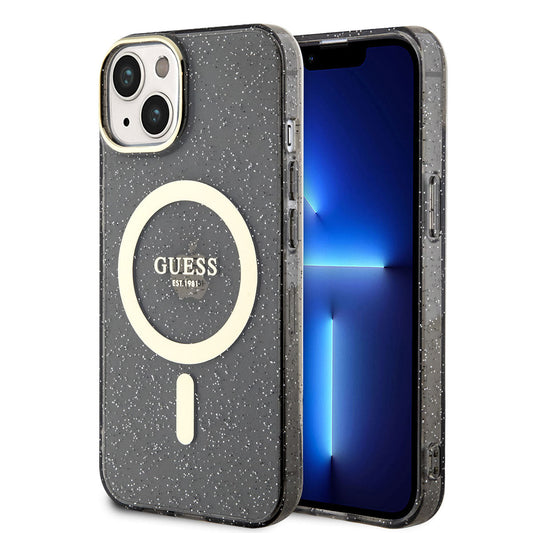 Apple iPhone 14 Kılıf GUESS M-safe Şarj Özellikli Glitter Kapak