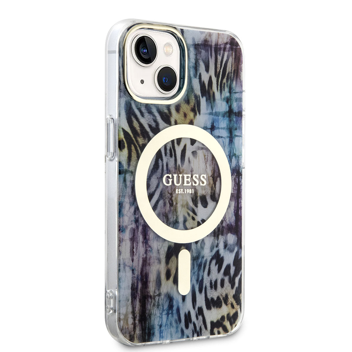 Apple iPhone 14 Kılıf GUESS M-safe Şarj Özellikli Leopar Desenli Kapak - Görsel 3