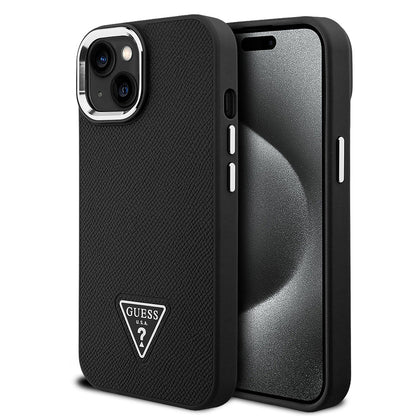 Apple iPhone 14 Kılıf Guess Orjinal Lisanslı M-safe Şarj Özellikli Grained Triangle Kapak