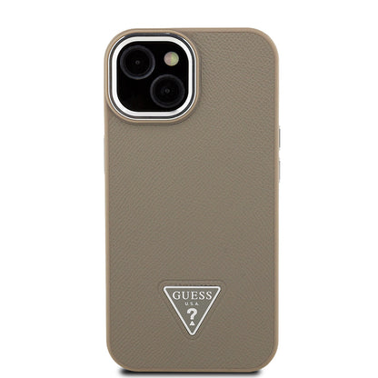 Apple iPhone 14 Kılıf Guess Orjinal Lisanslı M-safe Şarj Özellikli Grained Triangle Kapak - Görsel 3