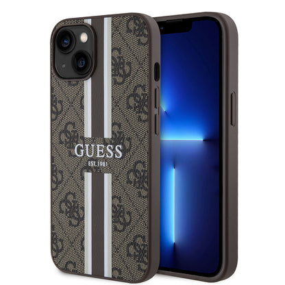 Apple iPhone 14 Kılıf Guess Orjinal Lisanslı M-safe Şarj Özellikli 4G Şerit Tasarımlı Printed Kapak - Görsel 4
