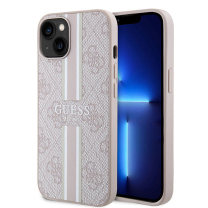 Apple iPhone 14 Kılıf Guess Orjinal Lisanslı M-safe Şarj Özellikli 4G Şerit Tasarımlı Printed Kapak - Görsel 3