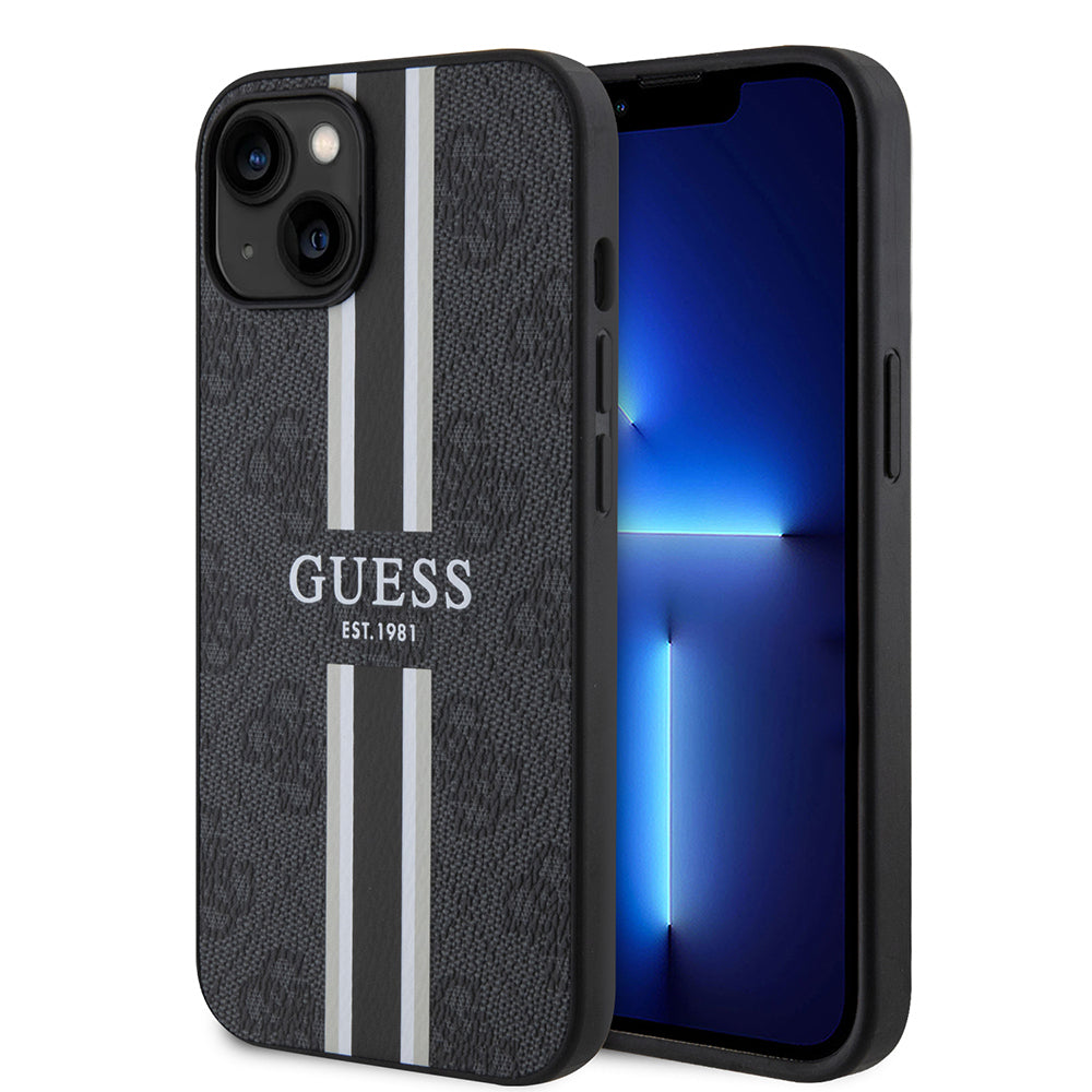 Apple iPhone 14 Kılıf Guess Orjinal Lisanslı M-safe Şarj Özellikli 4G Şerit Tasarımlı Printed Kapak - Görsel 2