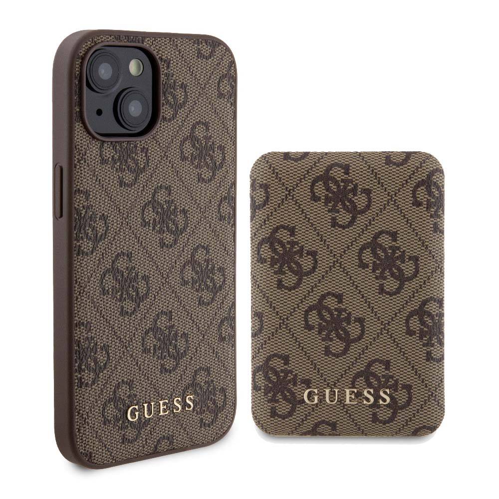 Apple iPhone 14 Kılıf Guess Orjinal Lisanslı M-safe Şarj Özellikli Yazı Logolu 4G Desenli Kapak + Powerbank 5000mAh 2in1 Set - Görsel 2