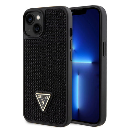 Apple iPhone 14 Kılıf Guess Orjinal Lisanslı Taşlı Arka Yüzey Üçgen Logolu Kapak - Görsel 2
