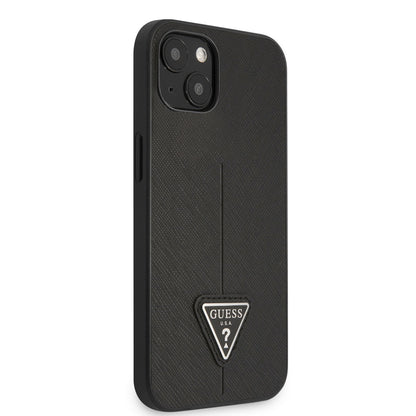 Apple iPhone 14 Kılıf GUESS PU Safran Deri Üçgen Logo Dizayn Kapak - Görsel 2