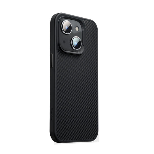 Apple iPhone 14 Kılıf Karbon Fiber M-safe Şarj Özellikli Benks 600D Hybrid Kevlar Kapak