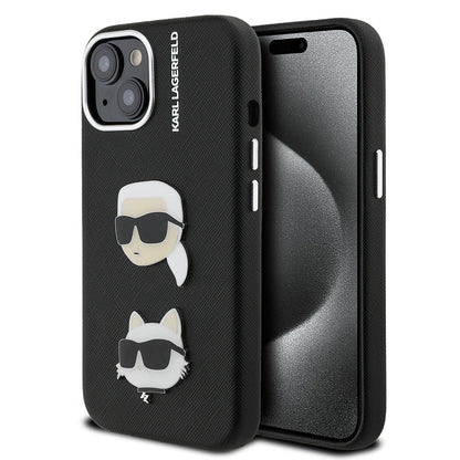 Apple iPhone 14 Kılıf Karl Lagerfeld Orjinal Lisanslı K&C Heads Pin Kapak - Görsel 2