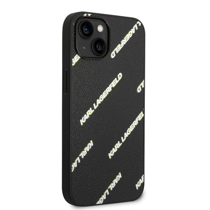 Apple iPhone 14 Kılıf Karl Lagerfeld PU Suni Deri Logolu Dizayn Kapak - Görsel 2