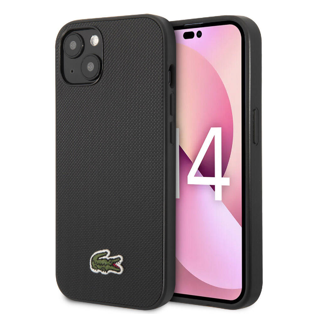 Apple iPhone 14 Kılıf Lacoste Orjinal Lisanslı PU Pike Desenli Arka Yüzey İkonik Timsah Dokuma Logolu Kapak - Görsel 2