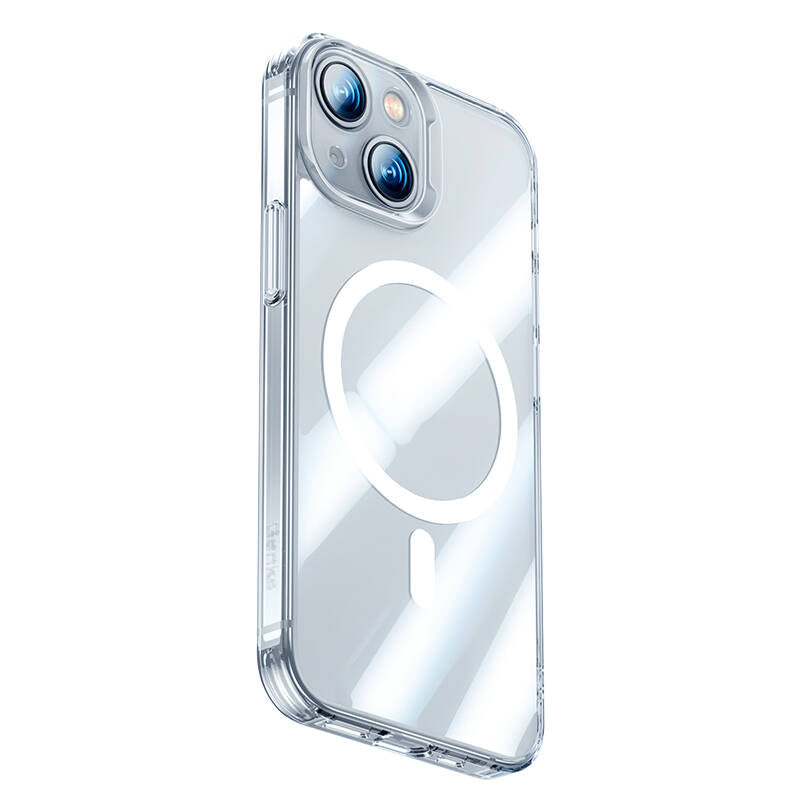 Apple iPhone 14 Kılıf M-safe Şarj Özellikli Benks Magnetic Shiny Glass Serisi Kapak - Görsel 2