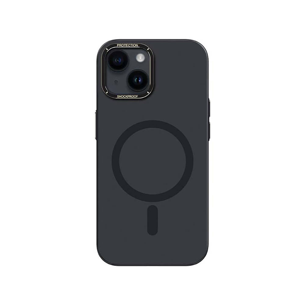 Apple iPhone 14 Kılıf M-safe Şarj Özellikli Metal Kamera Çerçeveli Recci Glaze Serisi Kapak - Görsel 4