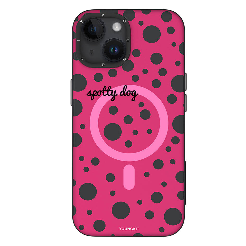 Apple iPhone 14 Kılıf M-safe Şarj Özellikli Polka Dot Desenli Youngkit Spots Serisi Kapak - Görsel 2