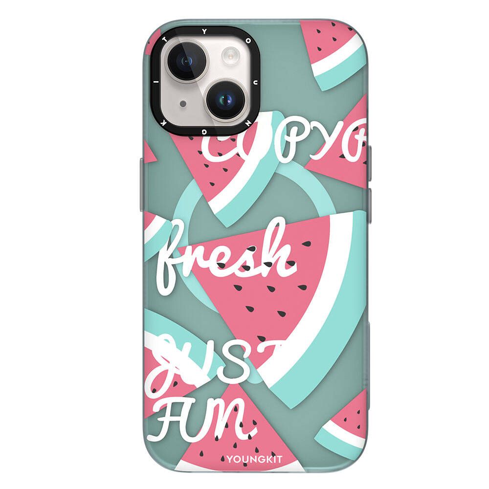 Apple iPhone 14 Kılıf M-safe Şarj Özellikli Yaz Meyvesi Desenli Youngkit Fruity Flavour Serisi Kapak - Görsel 3