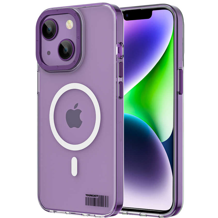 Apple iPhone 14 Kılıf M-safe Şarj Özellikli Youngkit Coloured Glaze Serisi Kapak - Görsel 3