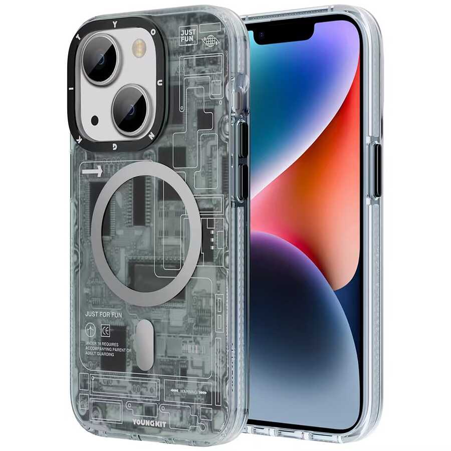 Apple iPhone 14 Kılıf M-safe Şarj Özellikli YoungKit Technology Serisi Kapak - Görsel 4