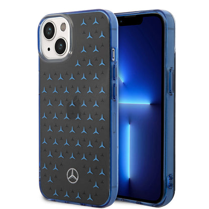 Apple iPhone 14 Kılıf Mercedes Benz Çift Katmanlı Yıldız Desenli Dizayn Kapak - Görsel 3